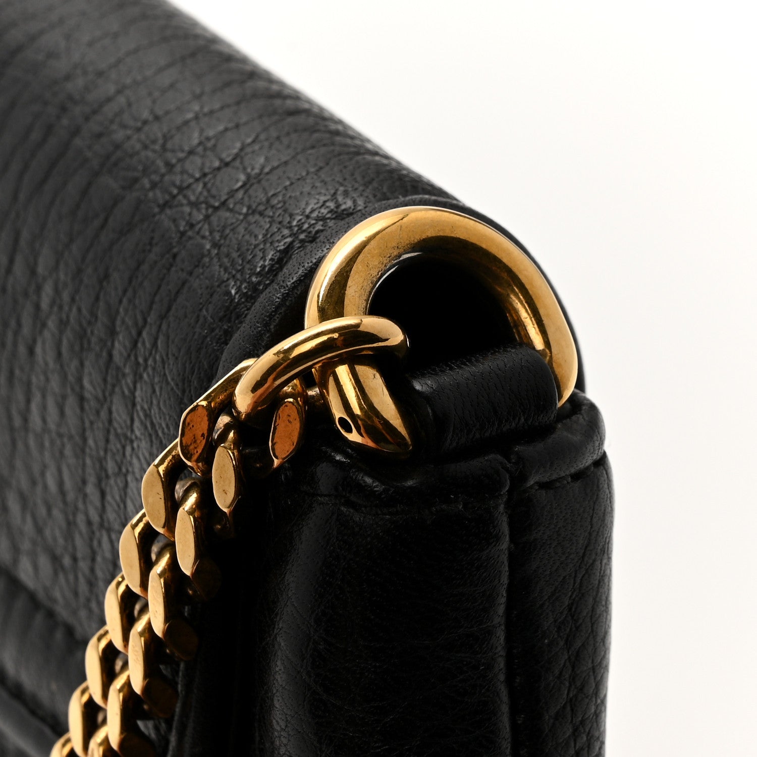 Gucci Pebbled Calfskin Small 1973 Chain Shoulder Bag Black 1804866