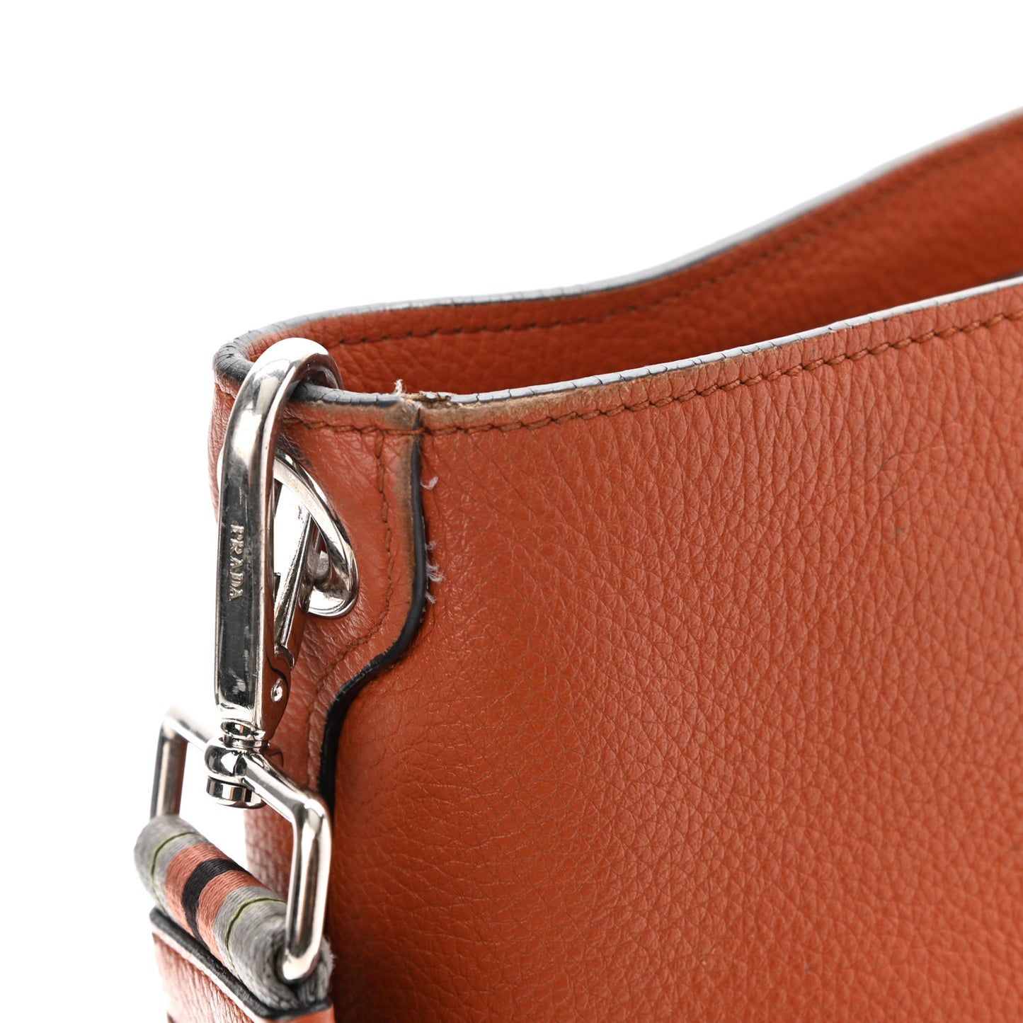 Vitello Phenix Embossed Logo Shoulder Bag Papaya