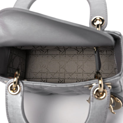 Christian Dior Metallic Lambskin Cannage Mini Lady Dior Grey 5 of 12