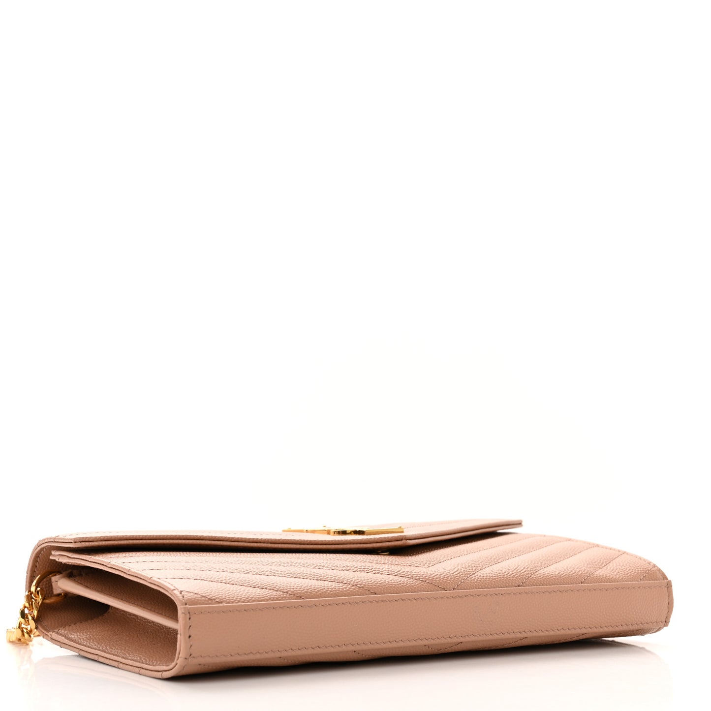 Grain De Poudre Matelasse Chevron Monogram Chain Wallet Vintage Peach