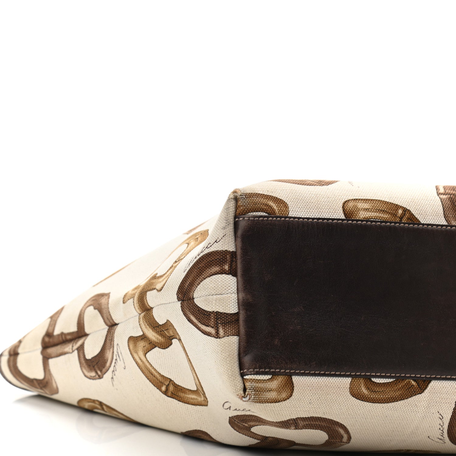 Gucci Canvas Bamboo Horsebit Print Tote White 8 of 15