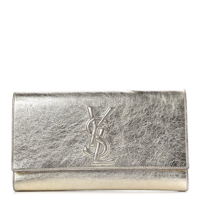 Saint Laurent Metallic Calfskin Monogram Large Belle De Jour Clutch Gold 1 of 12