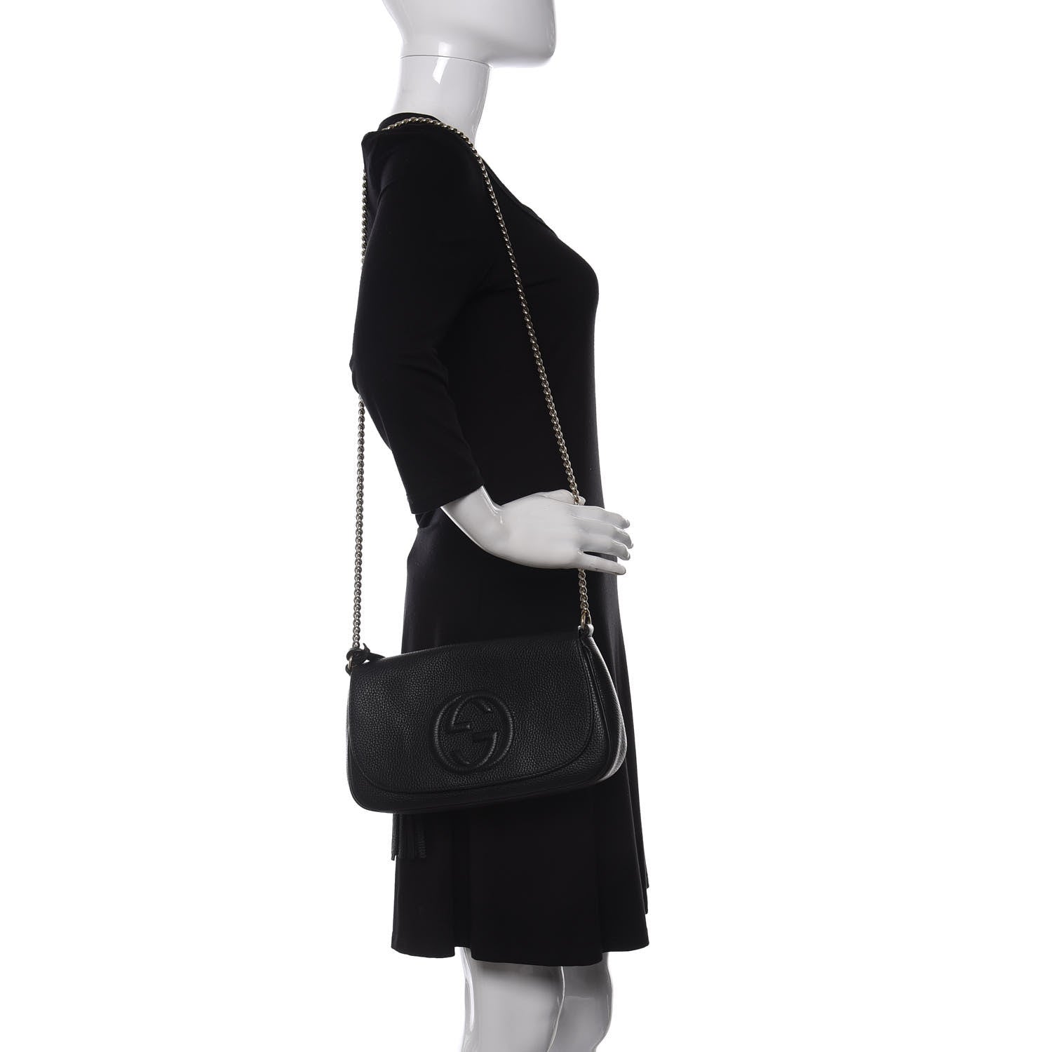 Gucci Pebbled Calfskin Medium Soho Flap Crossbody Black 2 of 10