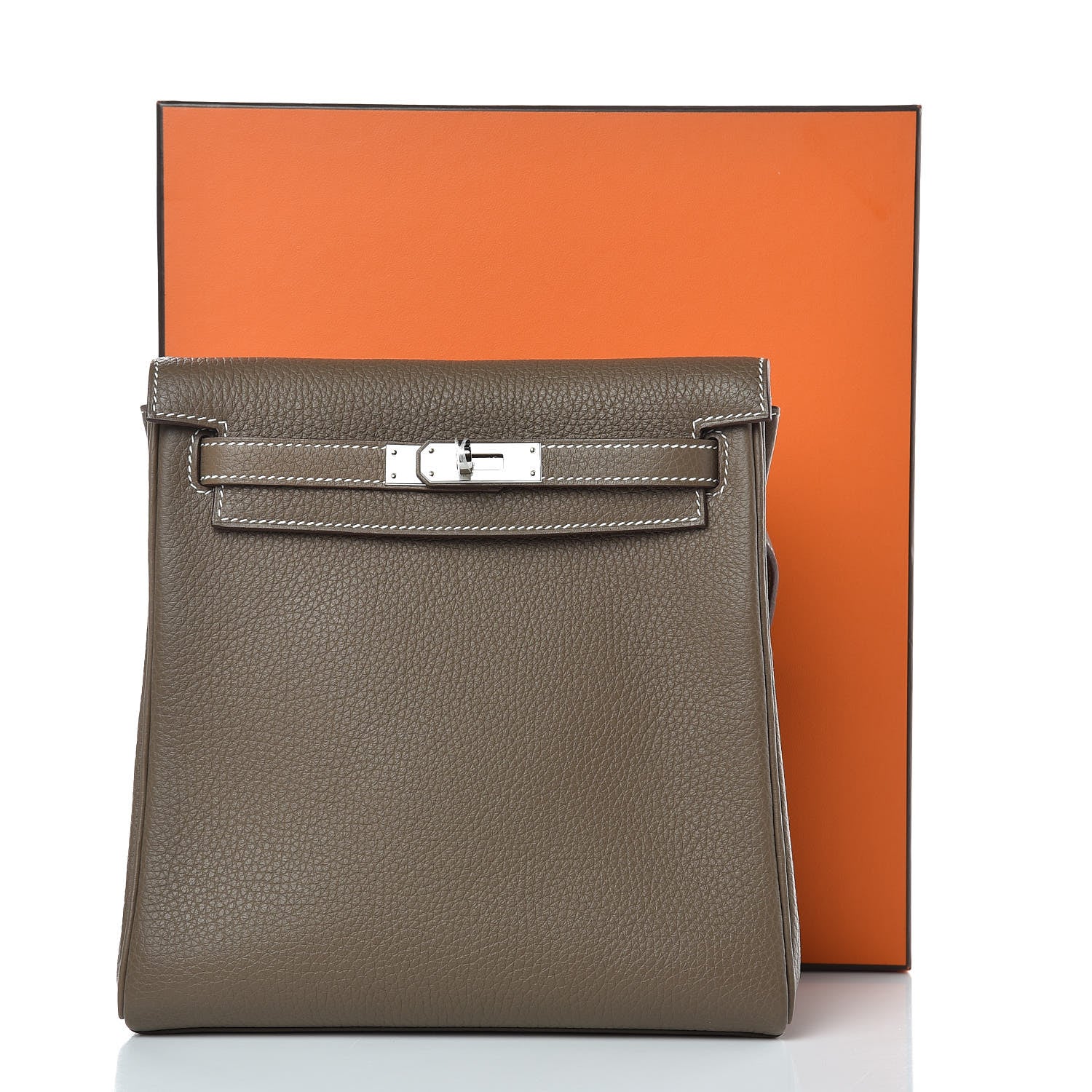 Hermes Taurillon Clemence Kelly Ado Backpack Etoupe 20 of 21