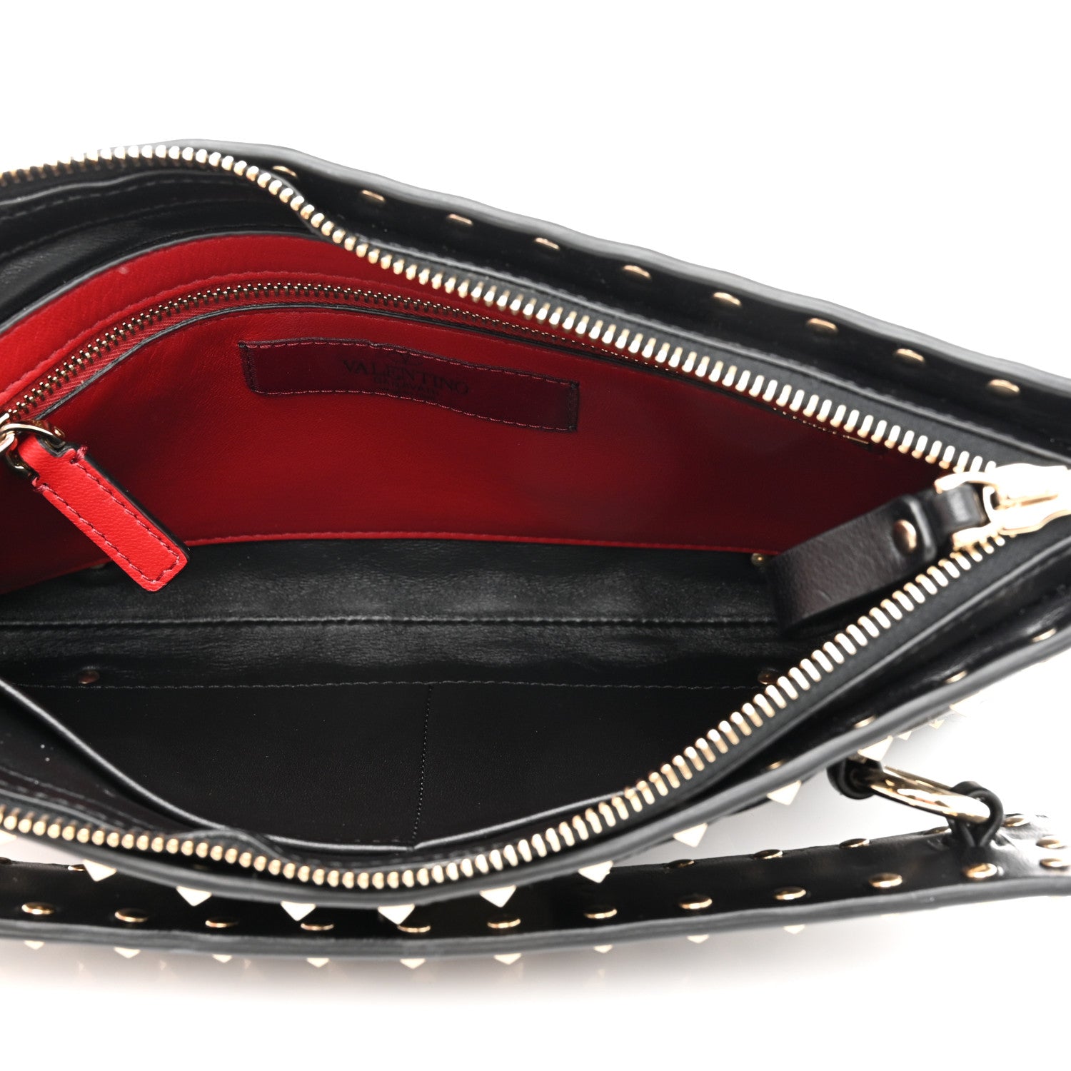 Valentino Garavani Nappa Rockstud Spike Side Slip Zip Clutch Black 5 of 7