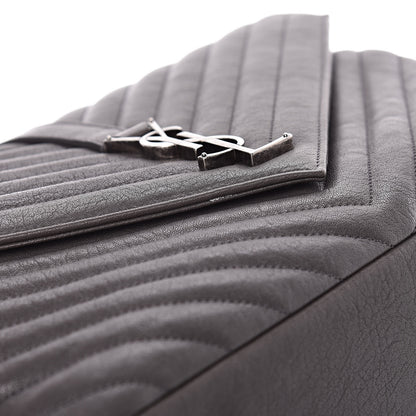 Saint Laurent Sheepskin Matelasse Chevron Monogram Large College Satchel Dark Anthracite 12 of 14