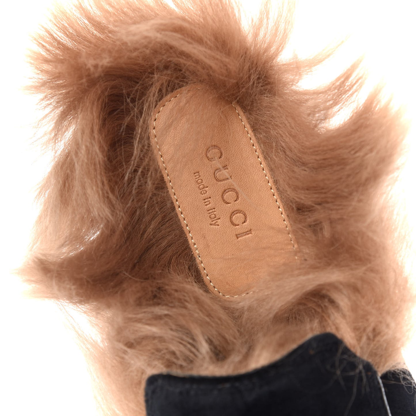 Velvet Fur Womens Princetown Slippers 36.5 Black