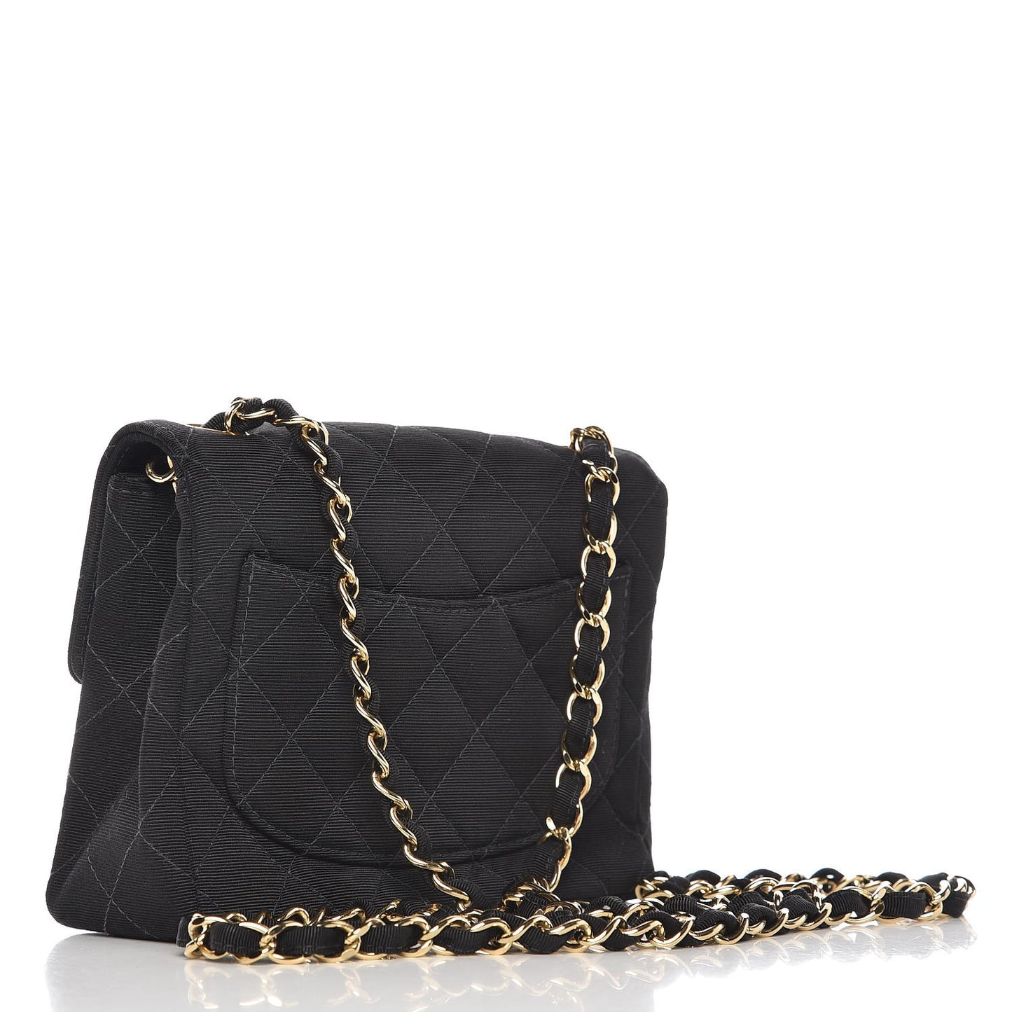 Grosgrain Quilted Mini Square Flap Black