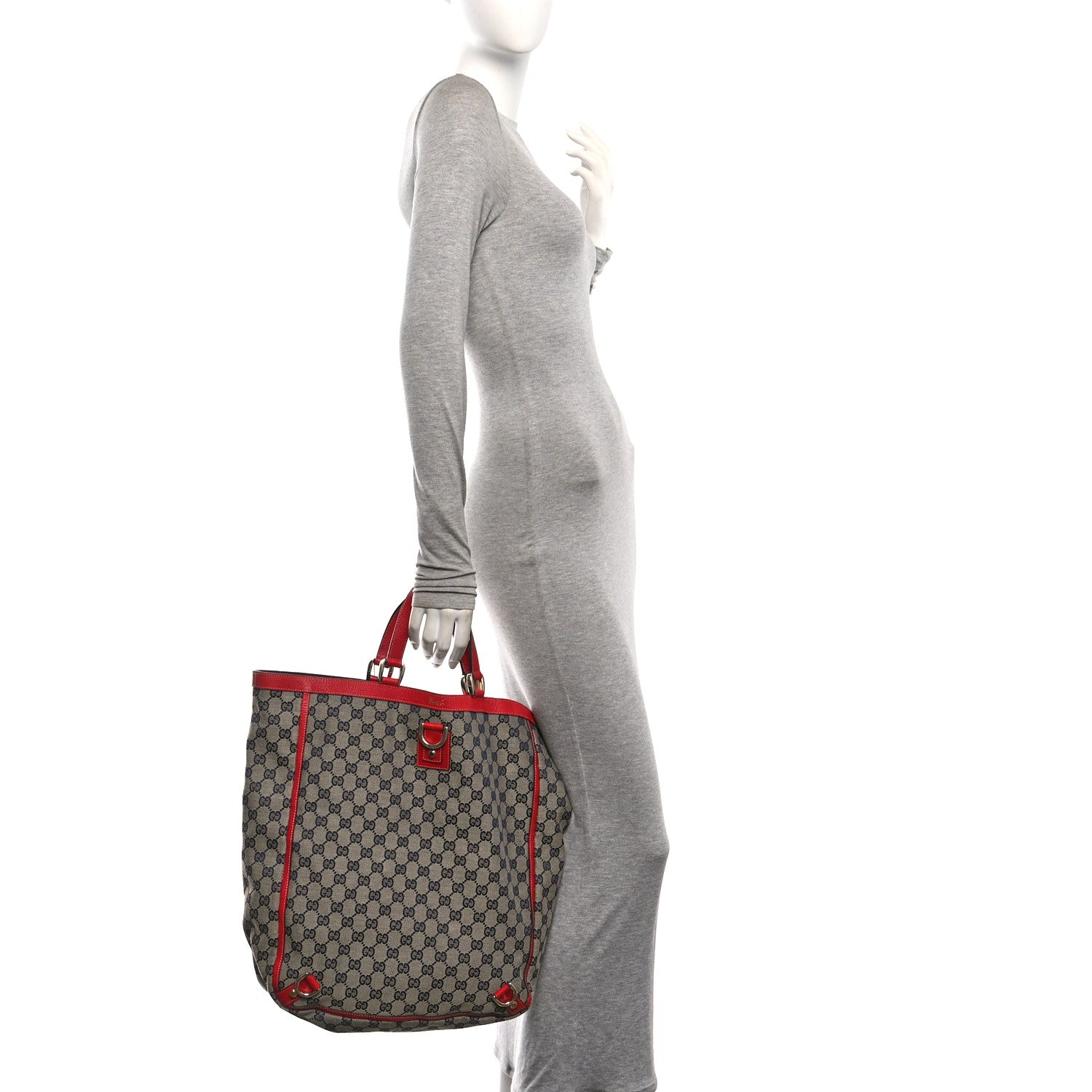 Gucci Monogram Abbey Tote Navy Red 2 of 10