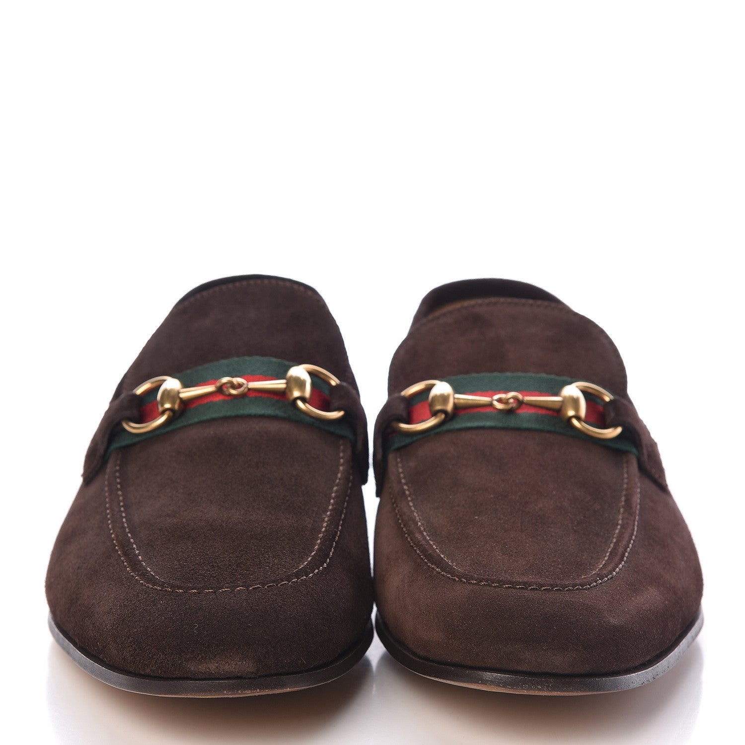 Gucci Suede Web Mens Horsebit Loafers 8.5 Cocoa 2 of 8