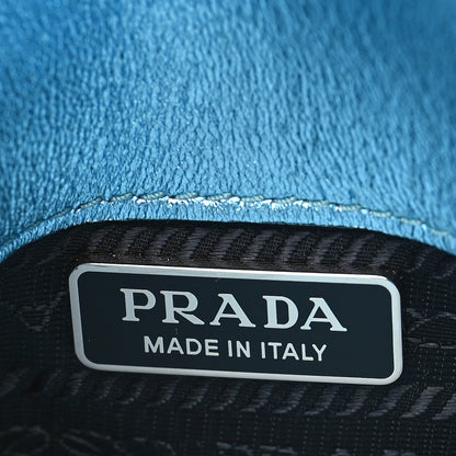 Prada Metallic Brushed Calfskin Mini Cleo Flap Adjustable Strap Shoulder Bag Blue 6 of 8