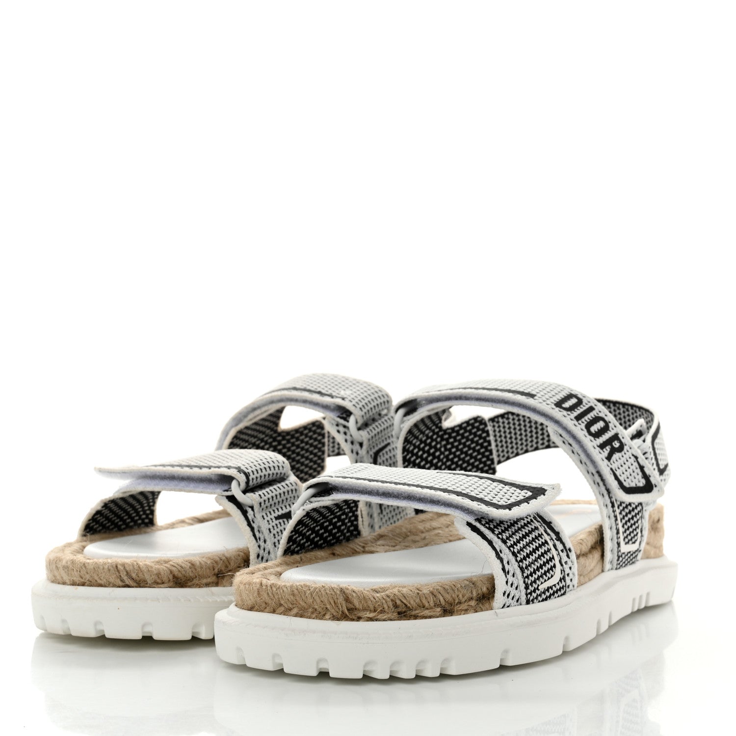 Christian Dior Technical Knit Jute Dioract 10mm Sandals 39.5 White Black 3 of 8