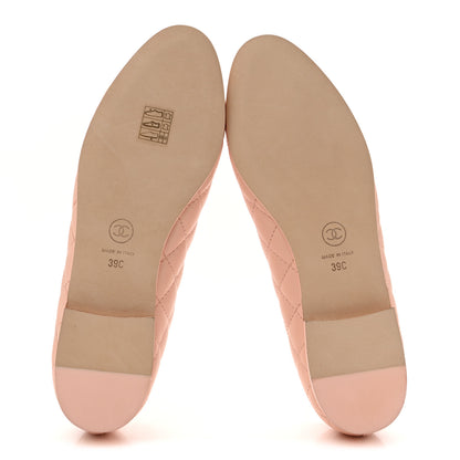 Chanel Lambskin Quilted CC Cap Toe Ballerina Flats 39 Light Pink 6 of 10