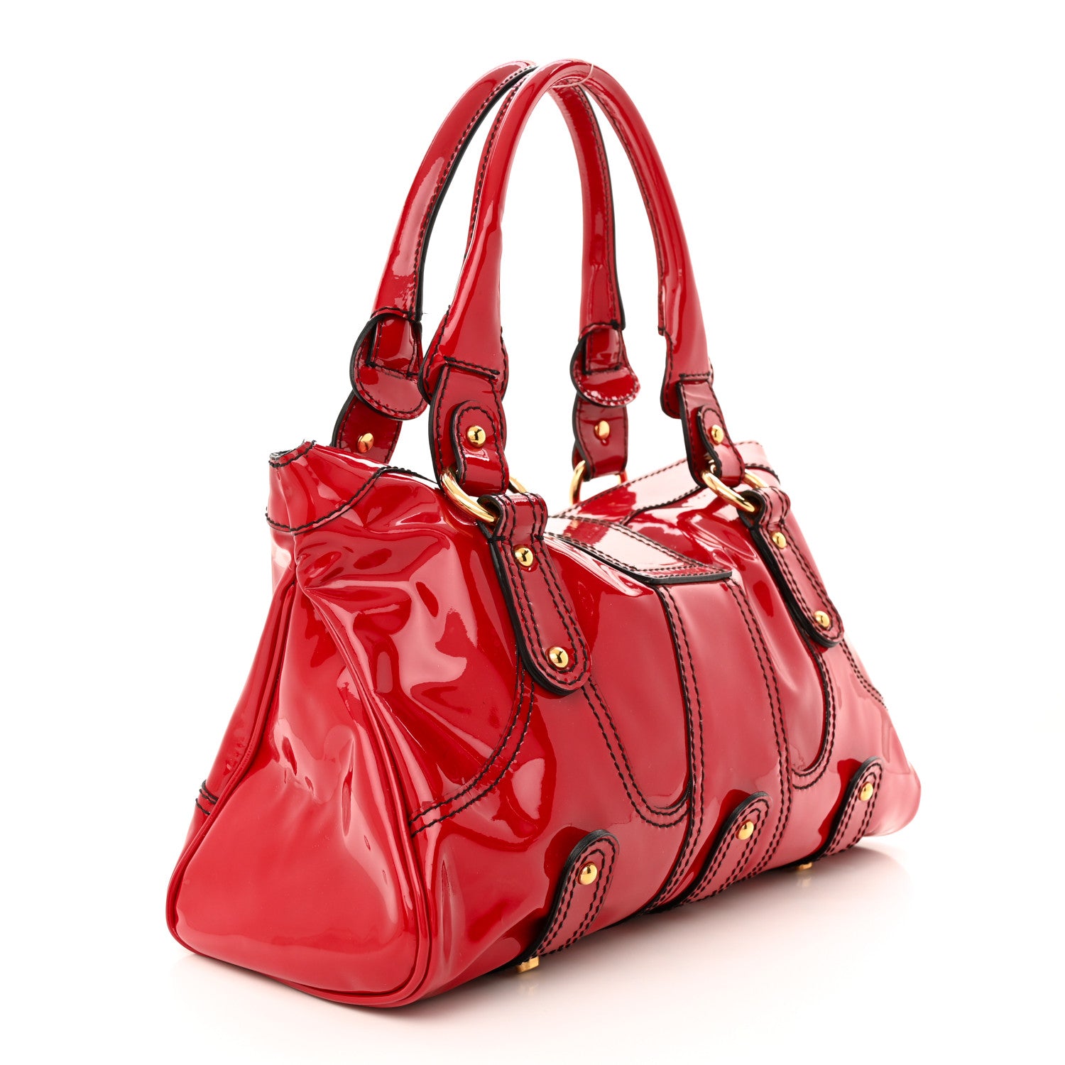 Valentino Garavani Grained Calfskin Catch Satchel Red 2 of 14