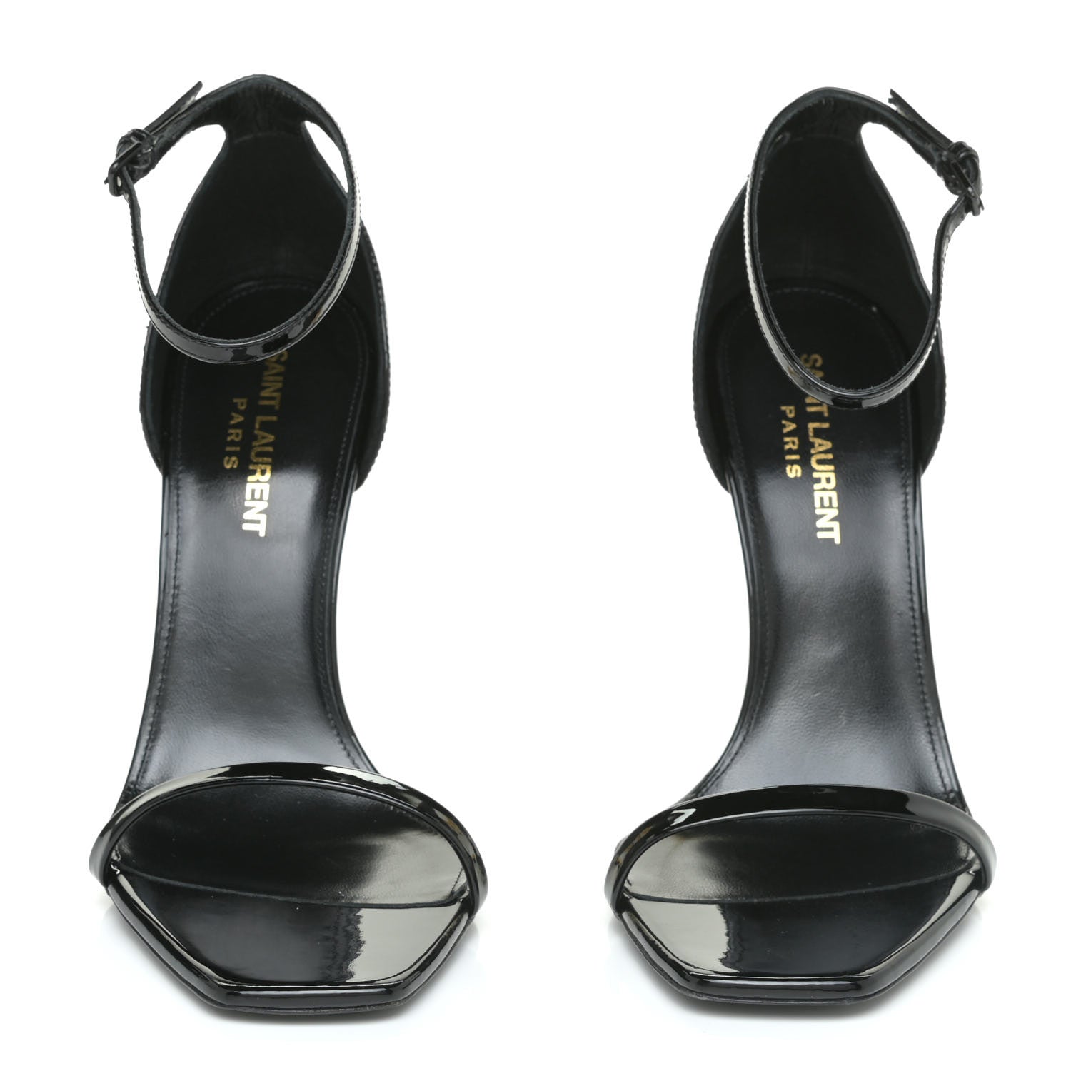Saint Laurent Patent Calfskin Opyum 110 Sandals 37 Black Gold 3 of 14