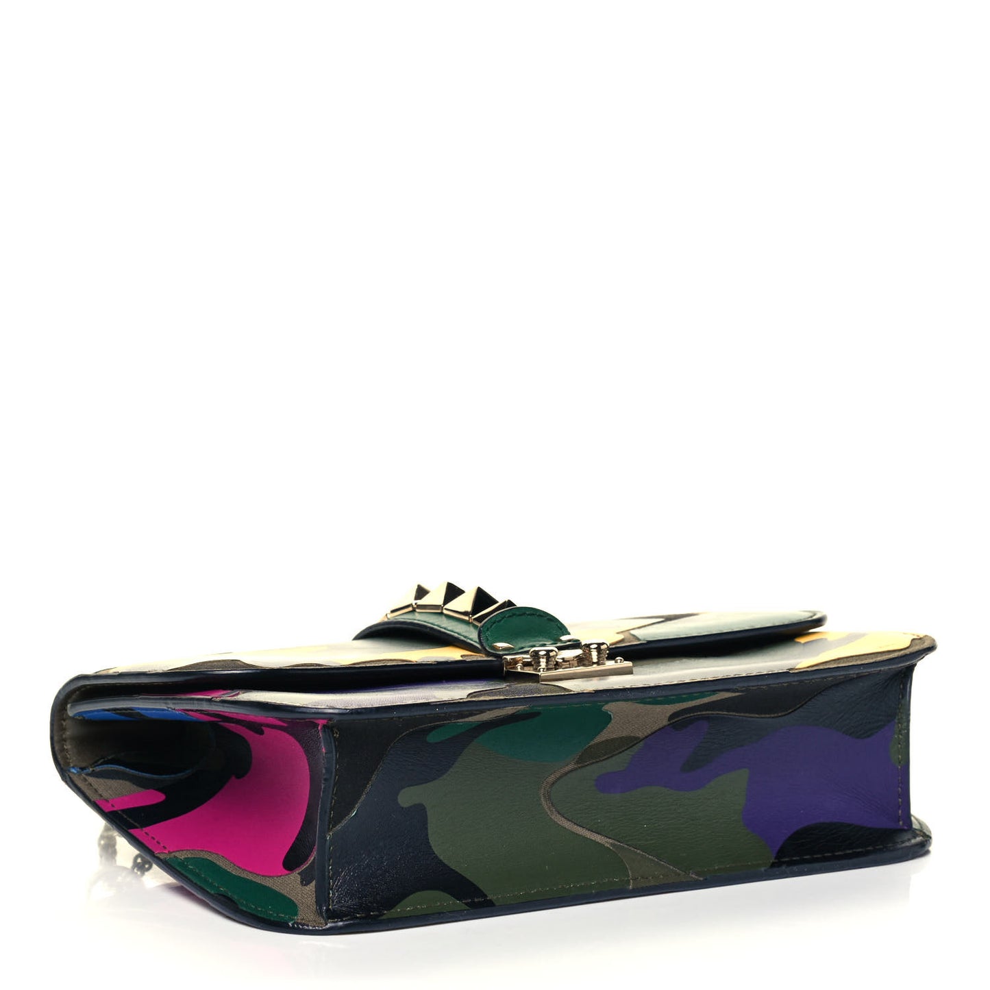 Nappa Canvas Camouflage Medium Glam Lock Rockstud Flap Multicolor