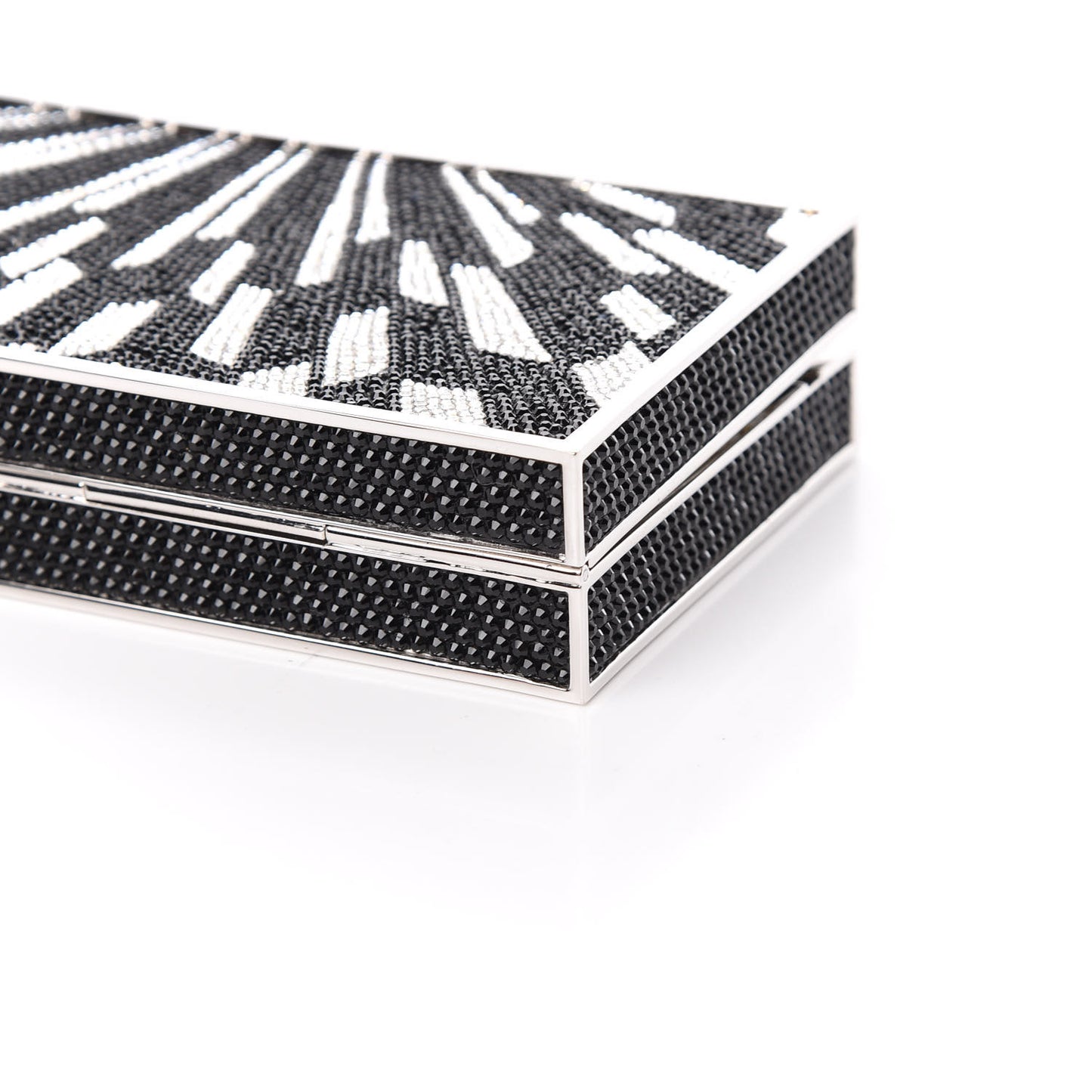 Crystal Minaudiere Clutch Black Silver
