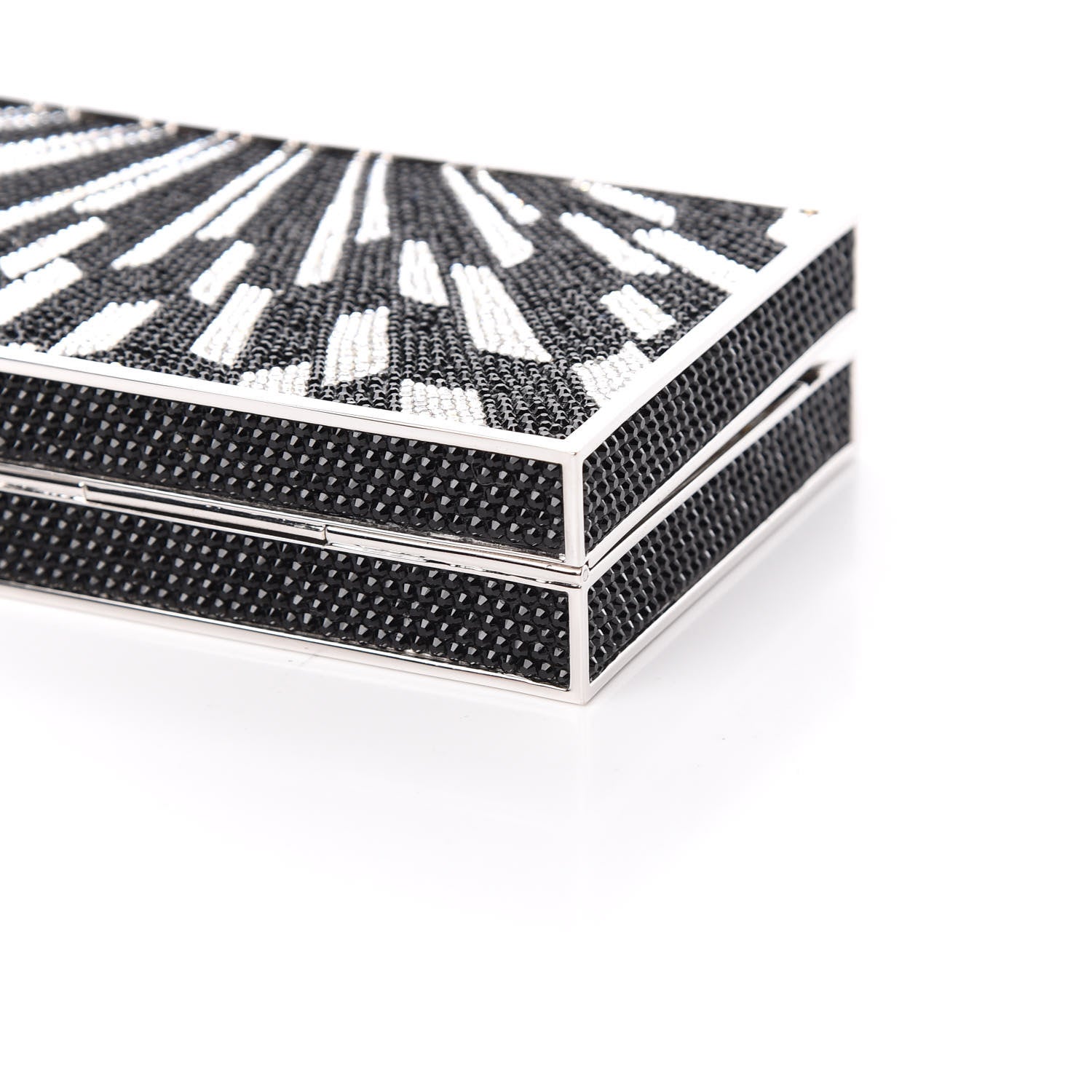 Judith Leiber Crystal Minaudiere Clutch Black Silver 8 of 10
