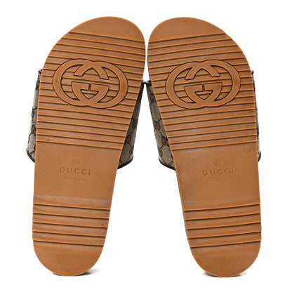 Gucci Canvas GG Monogram Mens Slide Sandals 10 Beige 5 of 9
