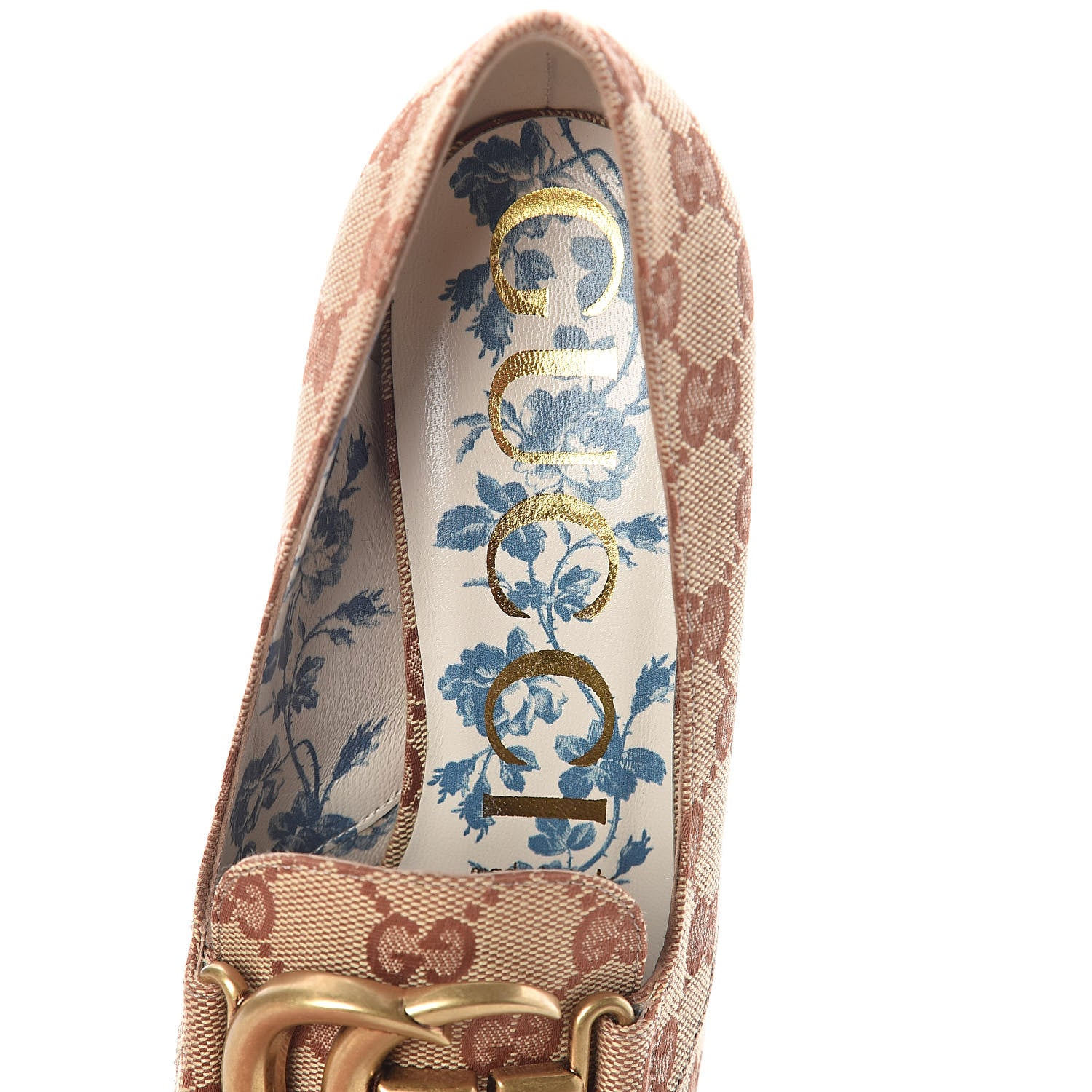 Gucci Monogram GG Victoire 95mm Loafer Pumps 36 Beige Ruggine 5 of 8