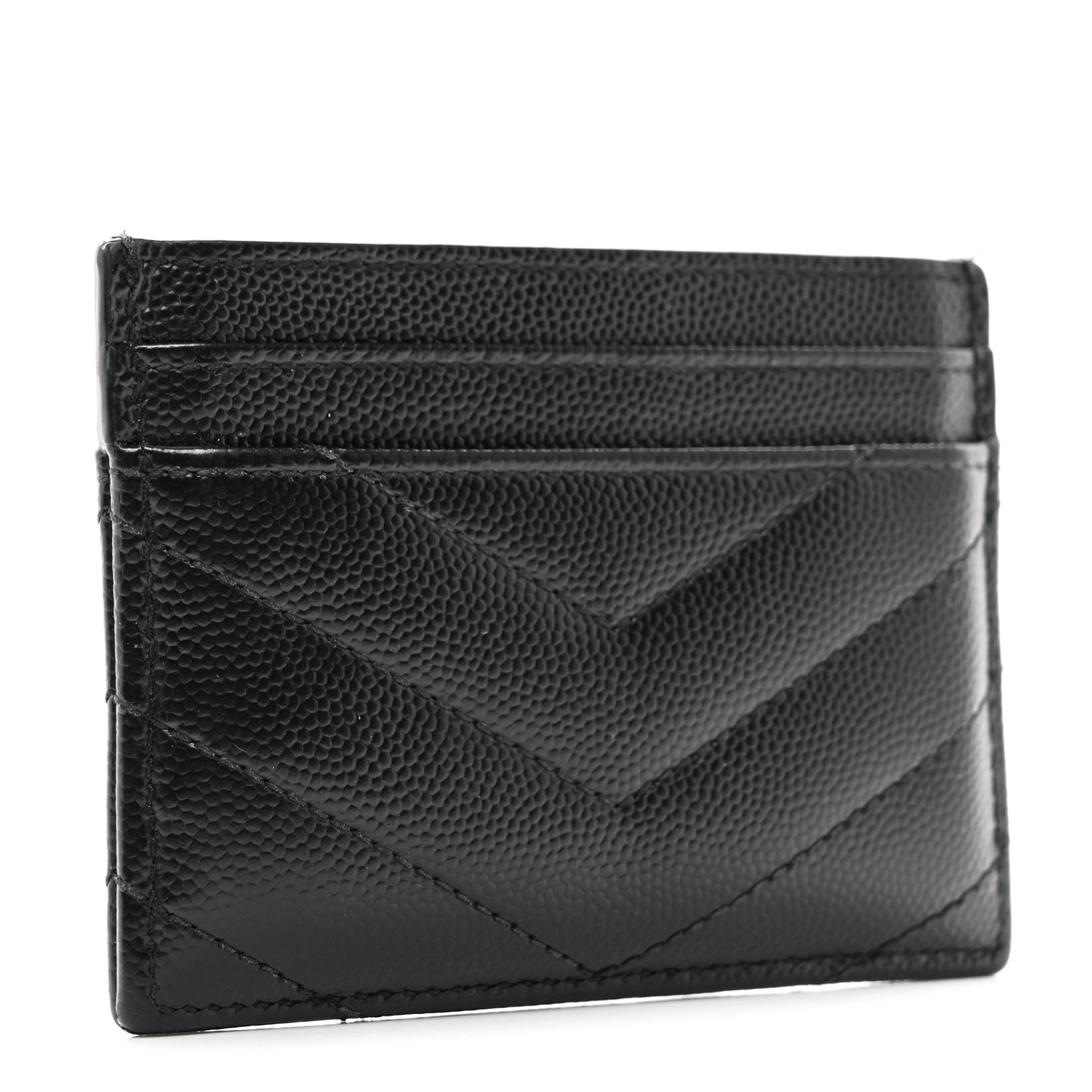 Grain De Poudre Matelasse Chevron Monochrome Monogram Credit Card Case Black