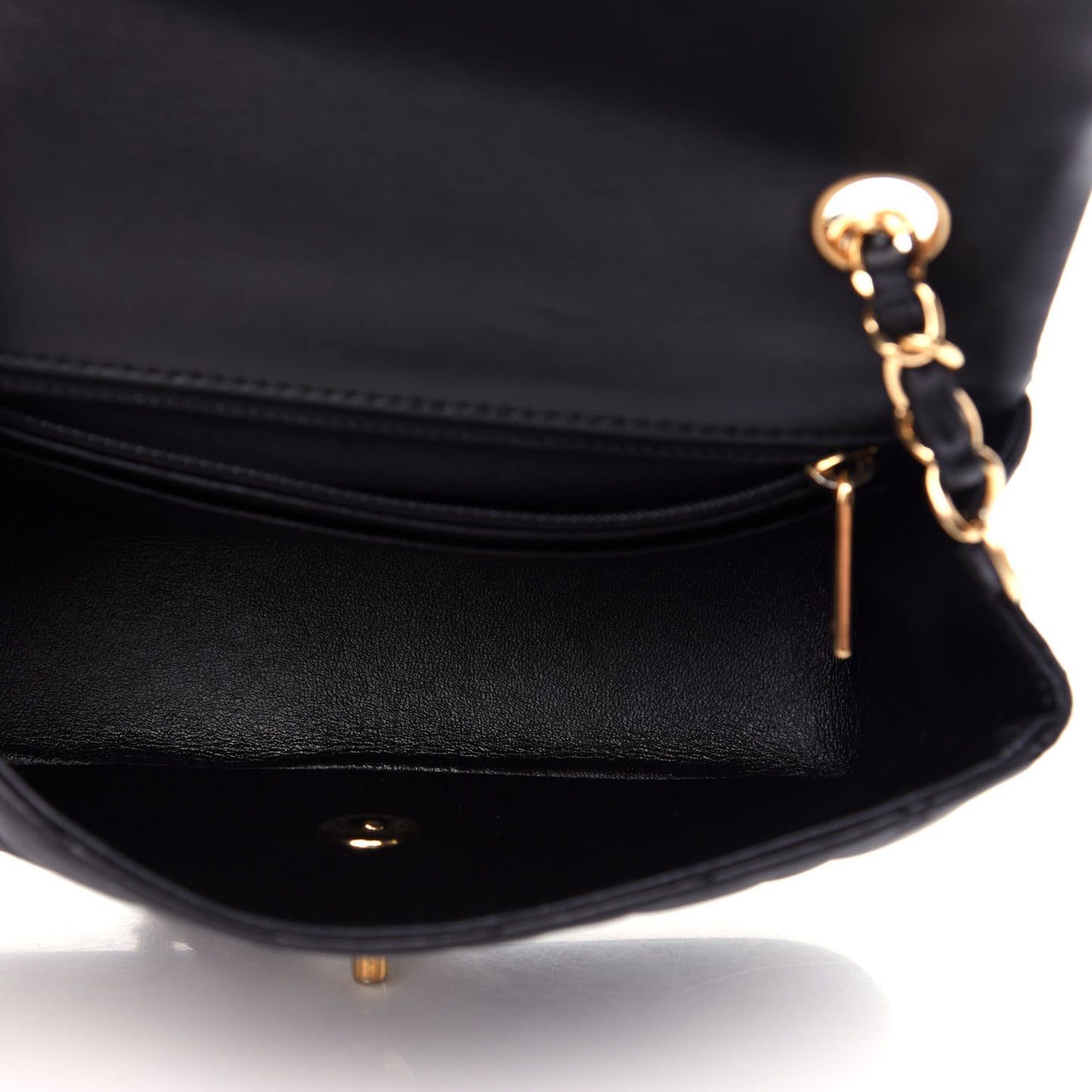 Lambskin Quilted Mini Rectangular Flap Black