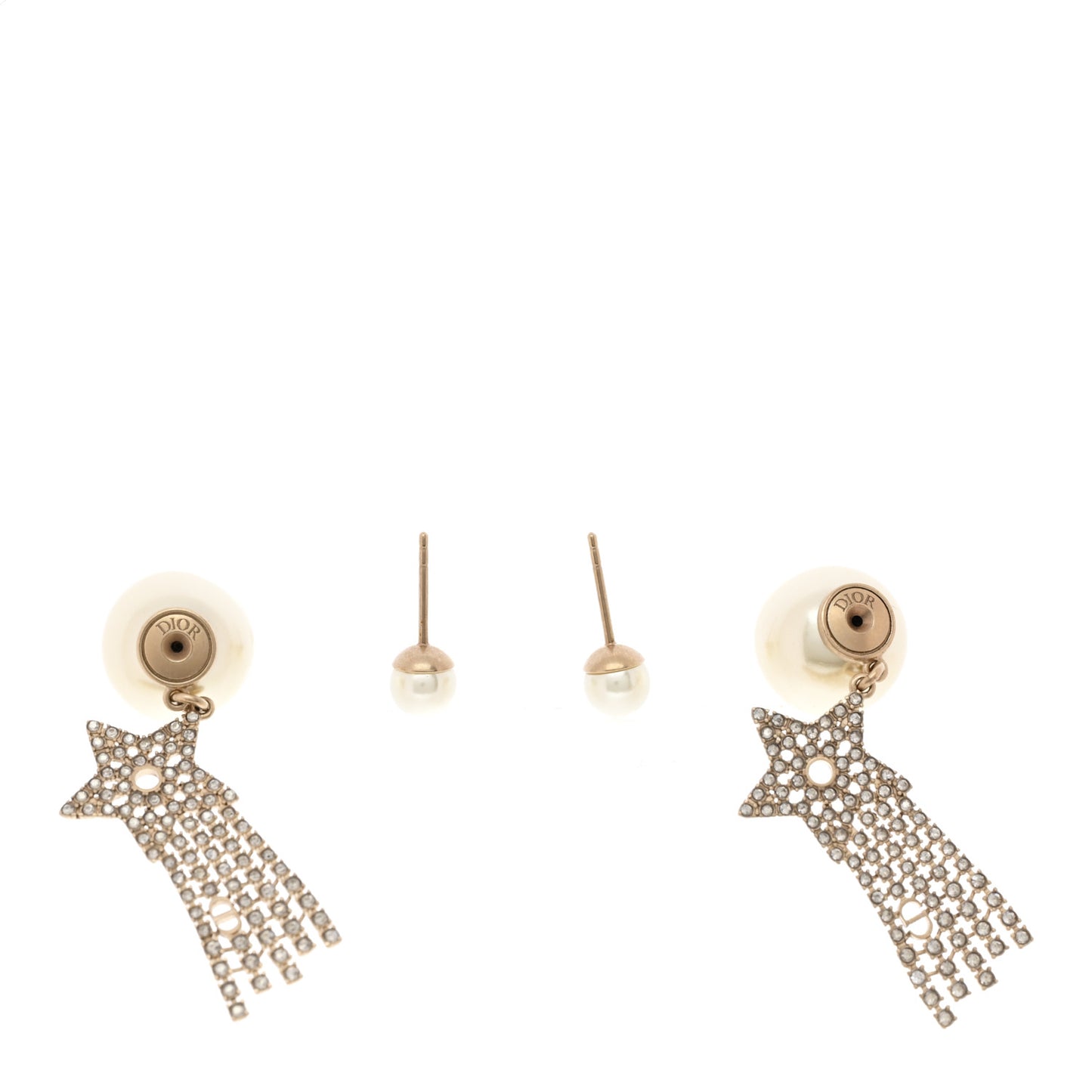 Pearl Crystal Shooting Star Tribales Earrings Gold