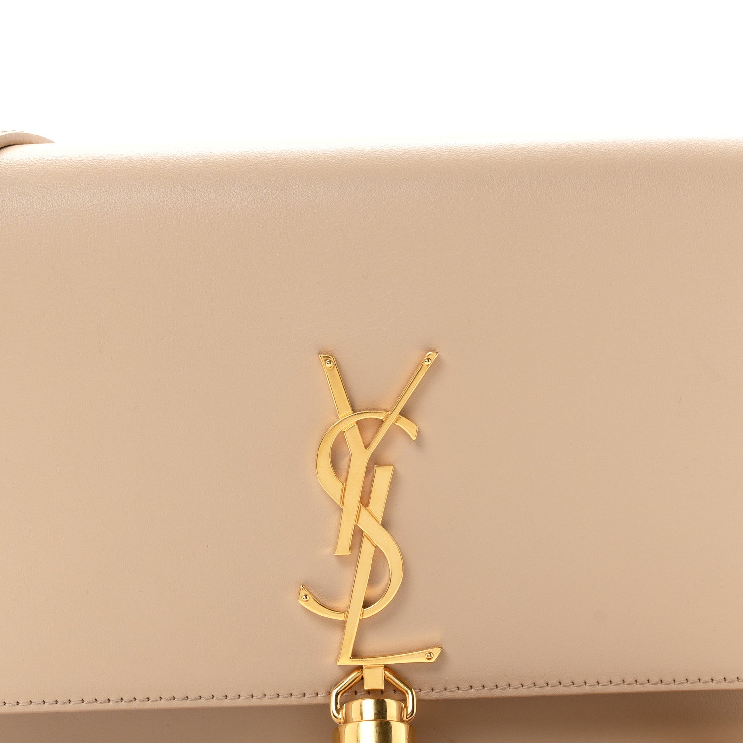 Saint Laurent Smooth Calfskin Classic Monogram Kate Tassel Chain Wallet Nude Powder 9 of 12