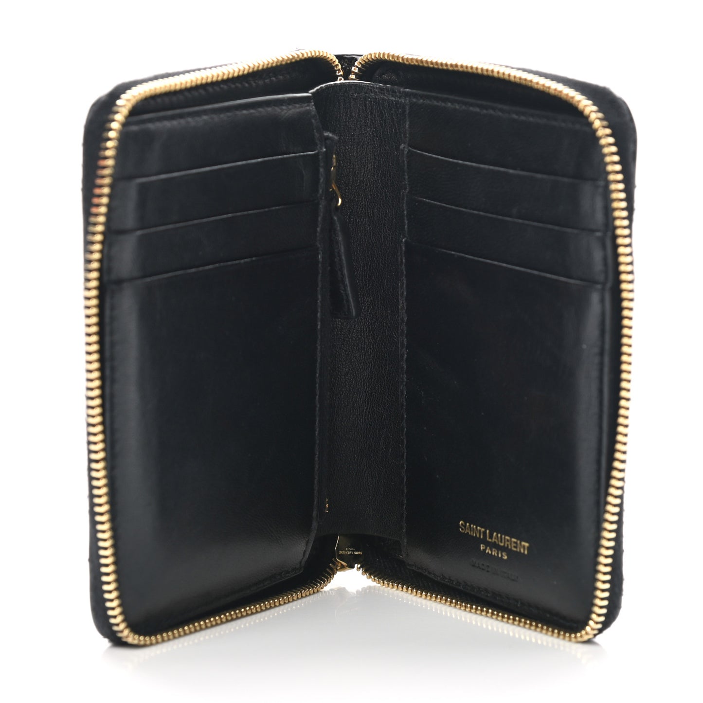 Patent Matelasse Monogram Vicky Zip Around Card Holder Black