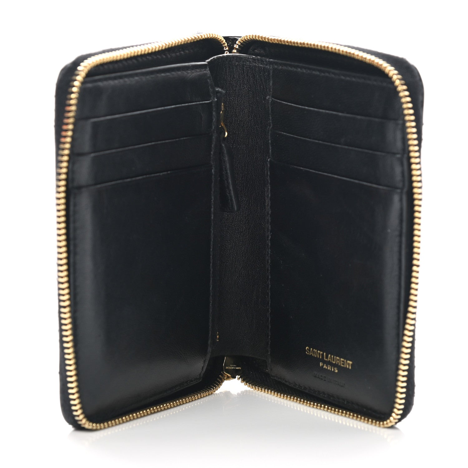 Saint Laurent Patent Matelasse Monogram Vicky Zip Around Card Holder Black 5 of 12