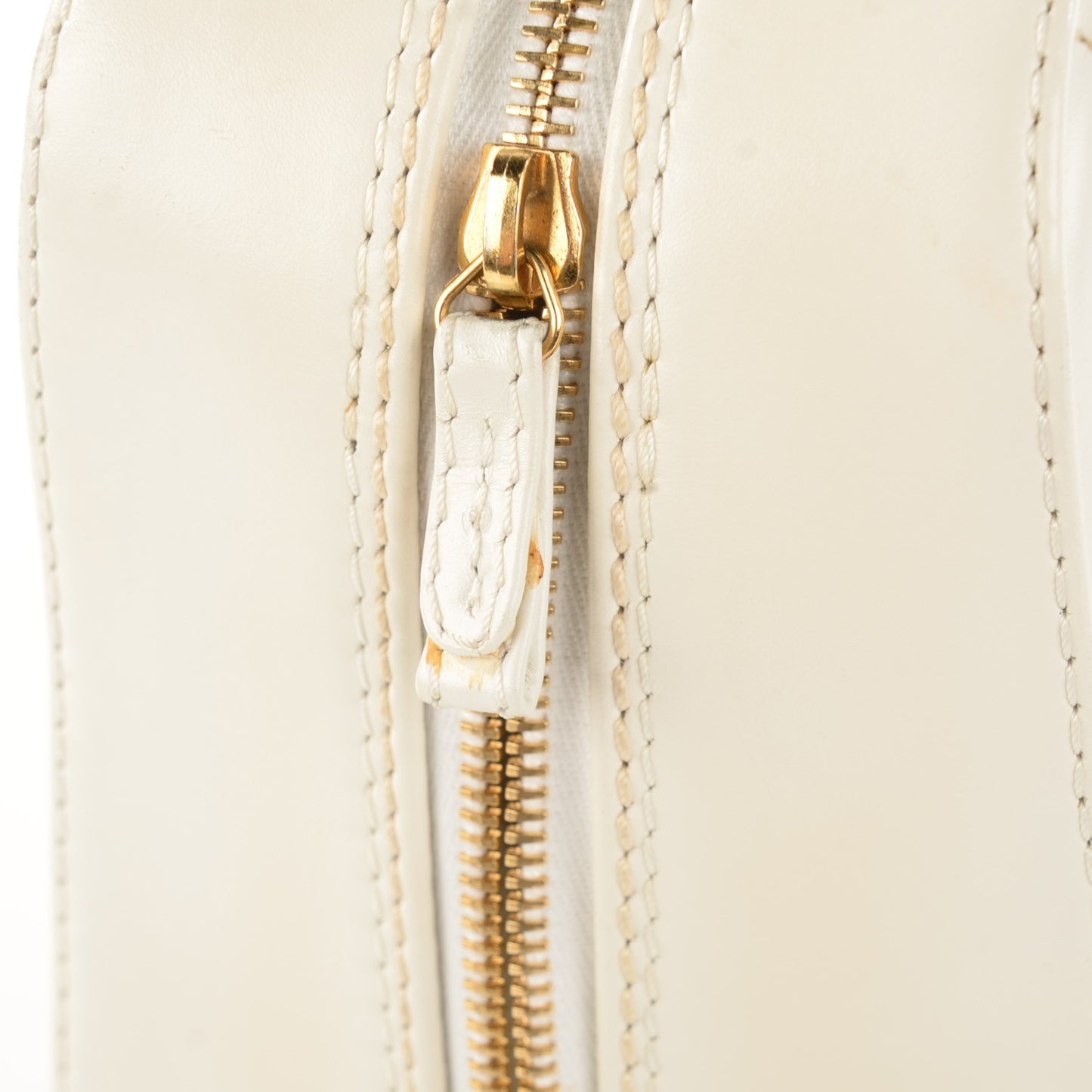 Calfskin Wild Stitch Surpique Top Handle Bag White