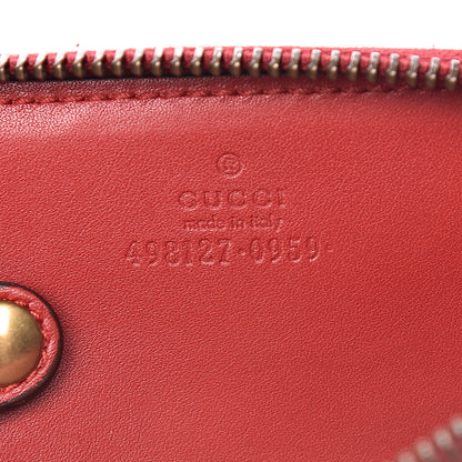 Gucci Calfskin Matelasse GG Marmont Zip Around Key Case Hibiscus Red 6 of 7