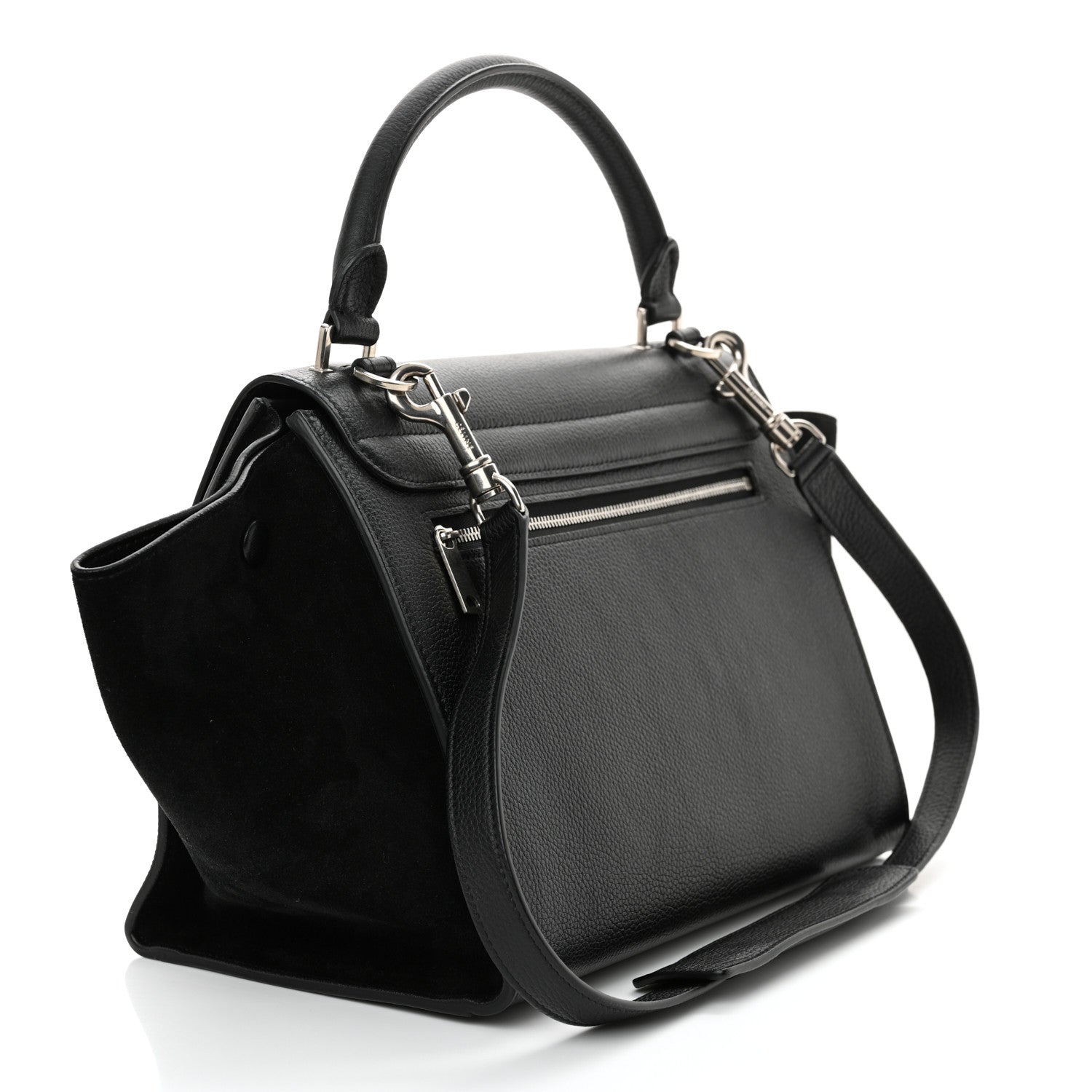 Celine Drummed Calfskin Suede Small Trapeze Black 3 of 11