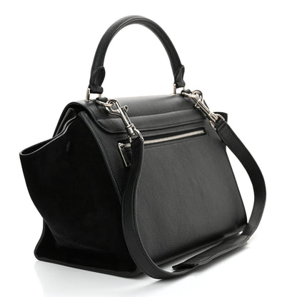 Celine Drummed Calfskin Suede Small Trapeze Black 3 of 11