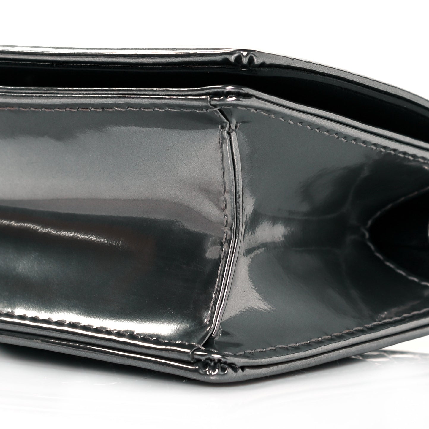 Metallic Patent Micro-Cannage Baby Diorama Flap Bag Silver