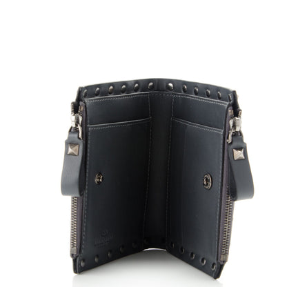 Valentino Garavani Calfskin Rockstud Card Holder with Zipper Dark Grey 5 of 8