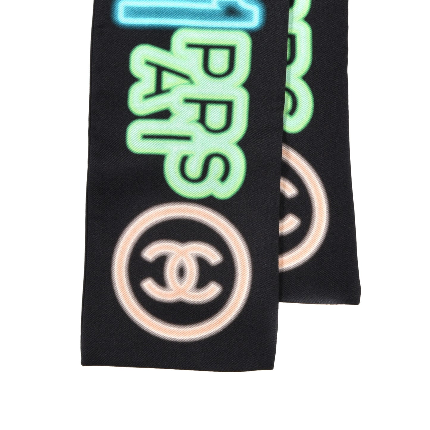 Silk Neon CC Bandeau Scarf Black Multicolor