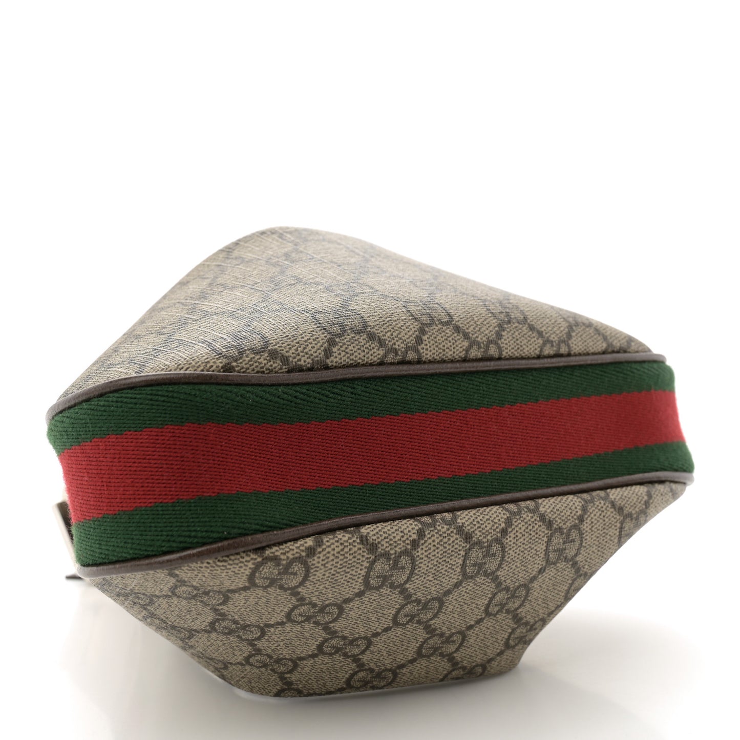 GG Supreme Monogram Textured Calfskin Web Small Attache Shoulder Bag Beige Ebony New Acero