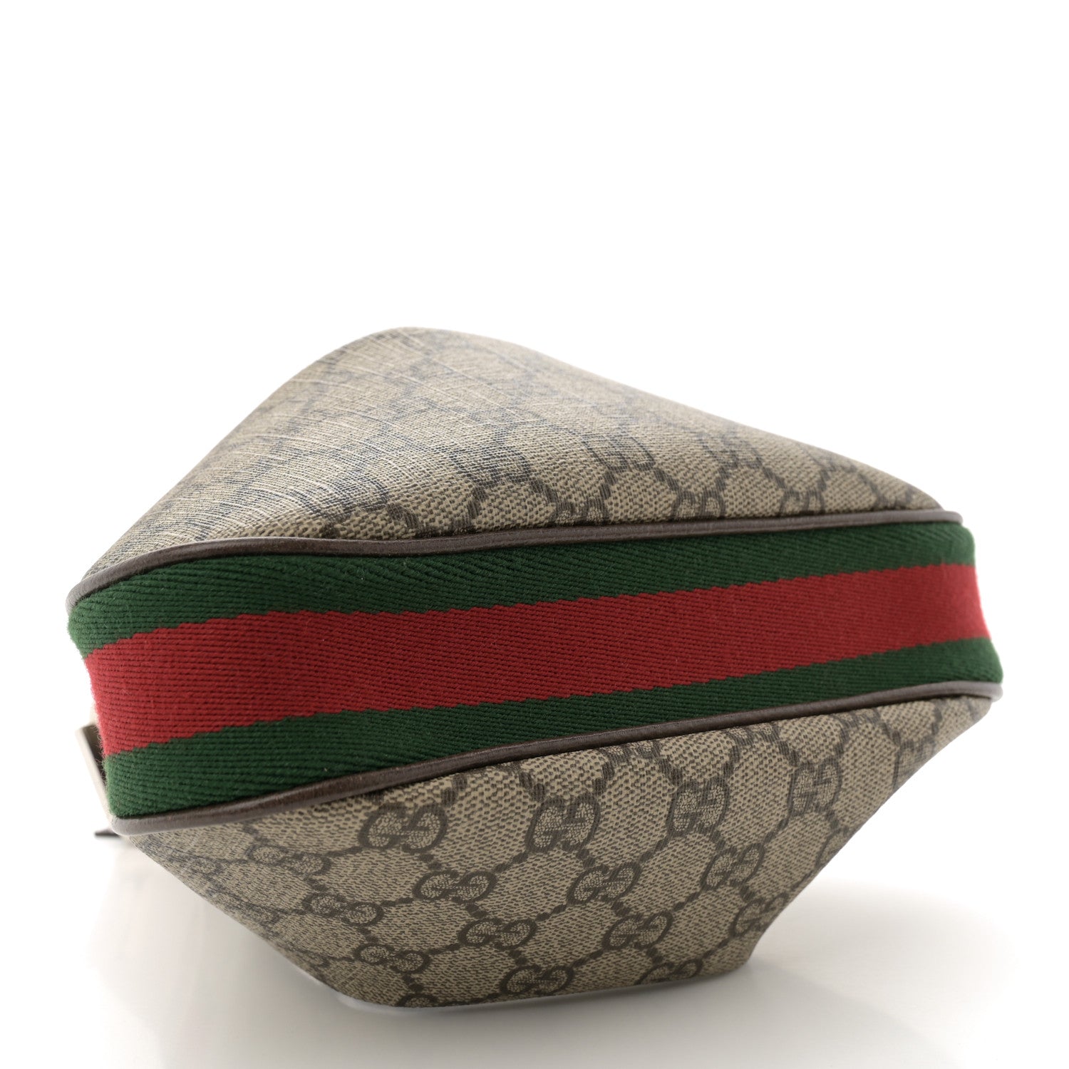 Gucci GG Supreme Monogram Textured Calfskin Web Small Attache Shoulder Bag Beige Ebony New Acero 4 of 13