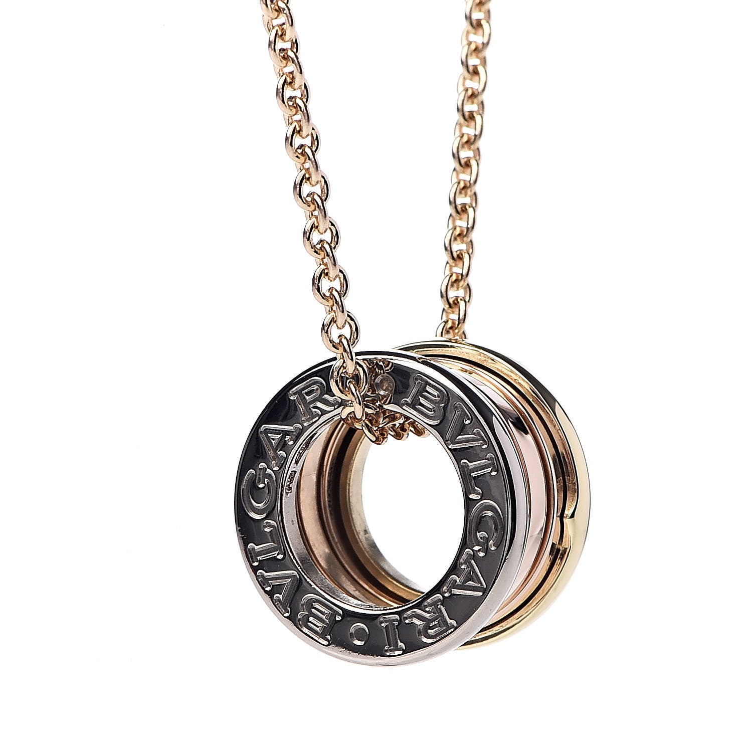 Bulgari 18K Rose White Yellow Gold B.Zero1 Pendant Necklace 4 of 7