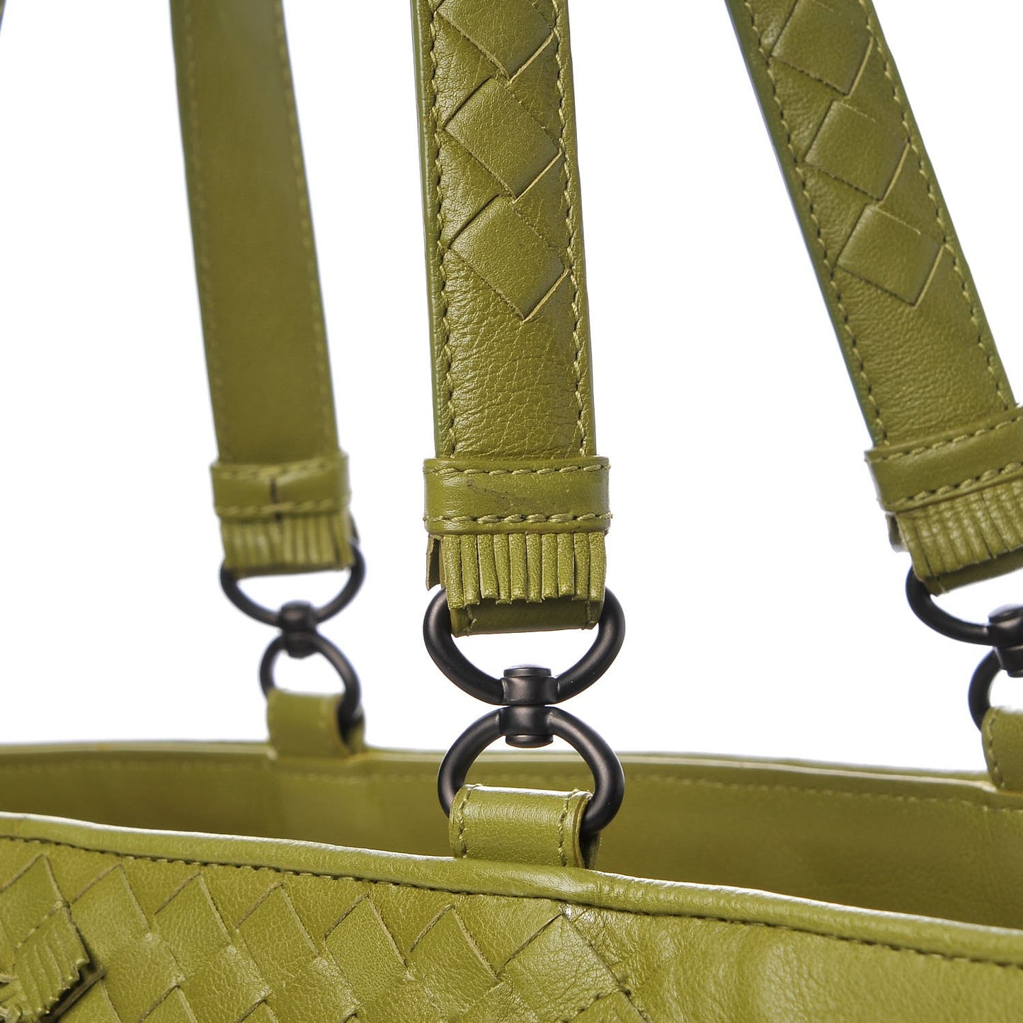 Nappa Fringe Intrecciato Tote Green