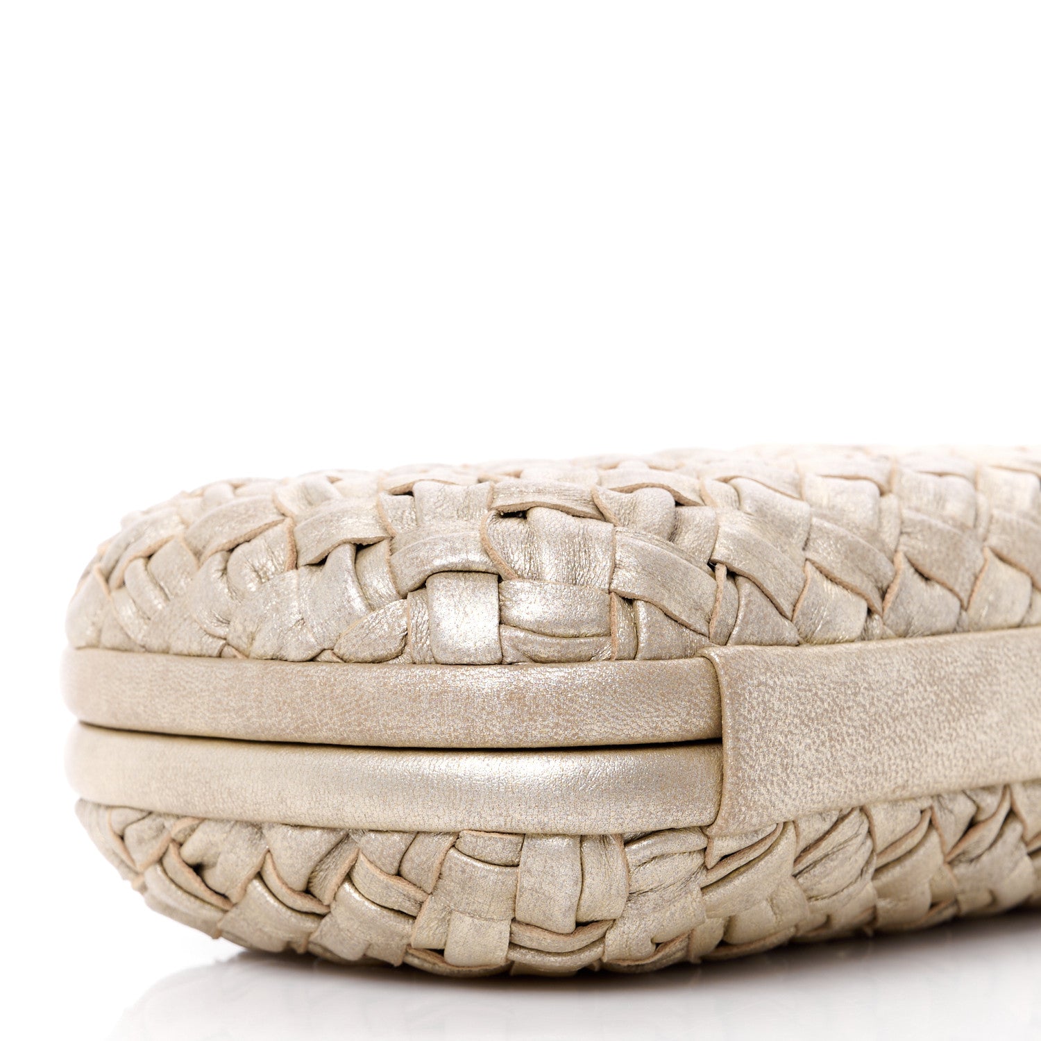Bottega Veneta Metallic Nappa Intrecciato Distressed Knot Clutch Beige 8 of 10