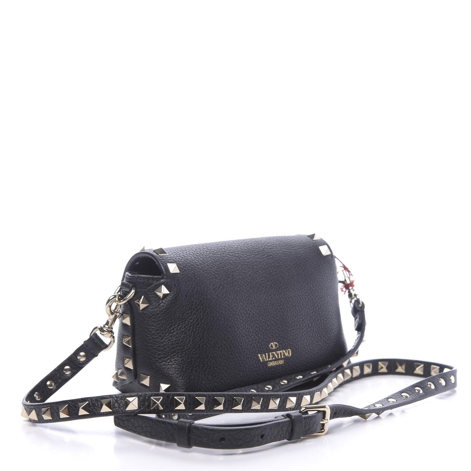 Valentino Garavani Pebbled Calfskin Mini Rockstud Crossbody Bag Black 3 of 9