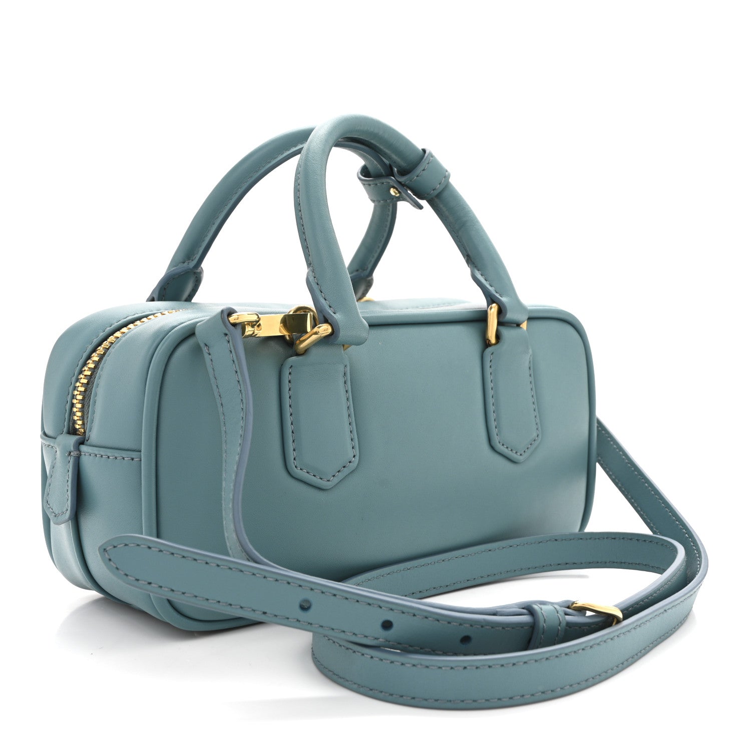 Miu Miu Calfskin Regular Arcadie Top Handle Bag Aqua 3 of 9