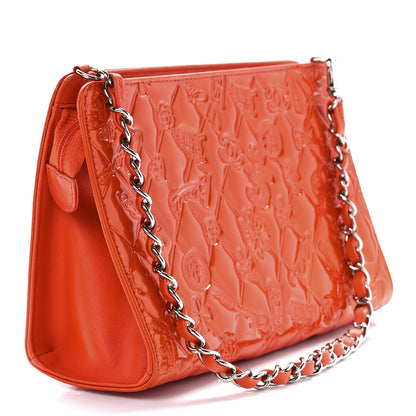 Chanel Patent Calfskin Lucky Symbols Pochette Coral 2 of 10