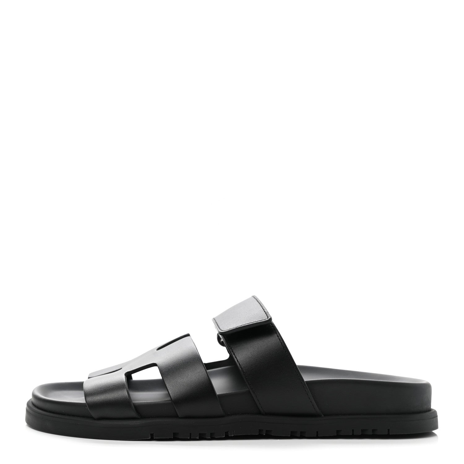 Hermes Calfskin Womens Chypre Sandals 36.5 Black 1 of 11