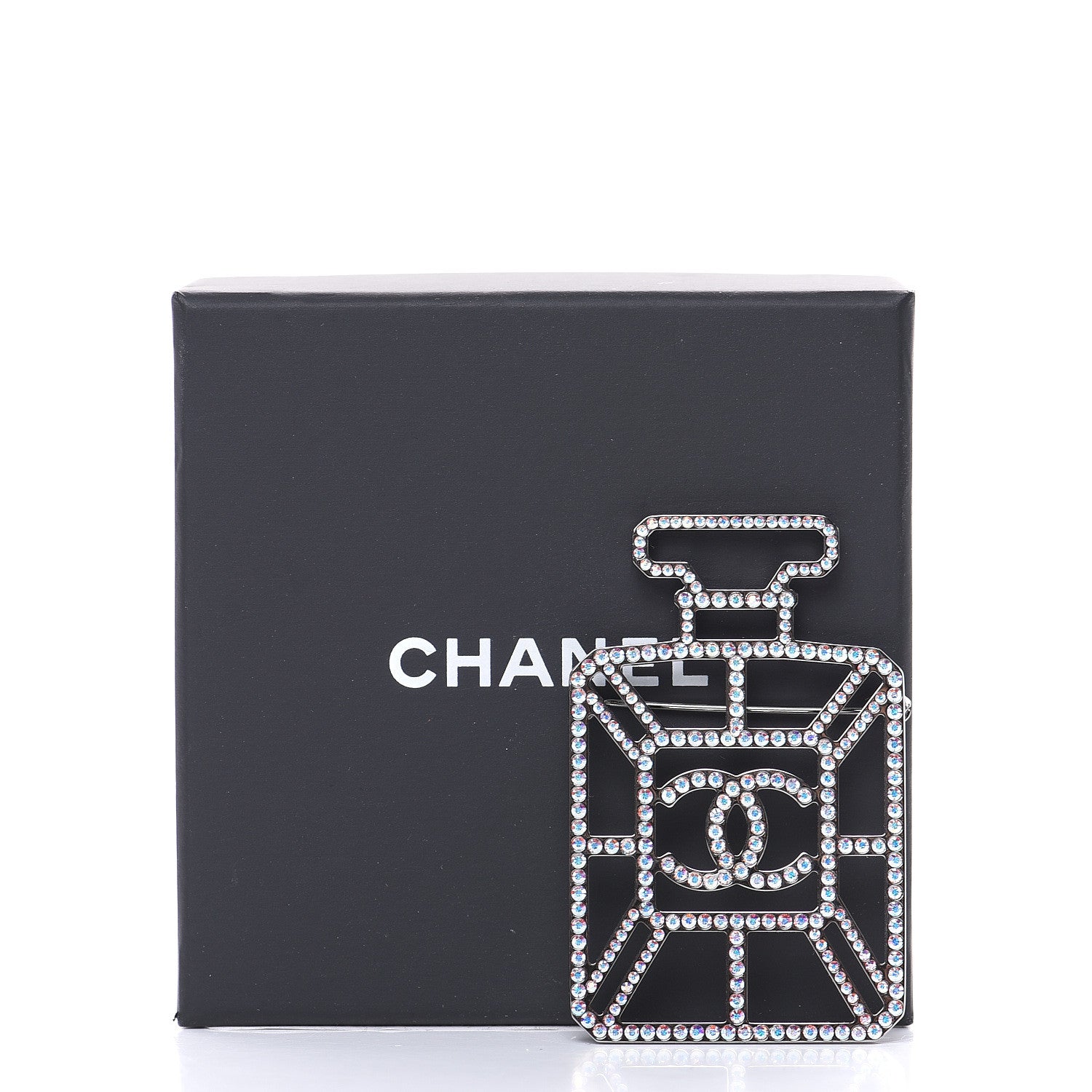 Chanel Ruthenium Crystal Perfume Bottle CC Brooch Iridescent Pink 5 of 5