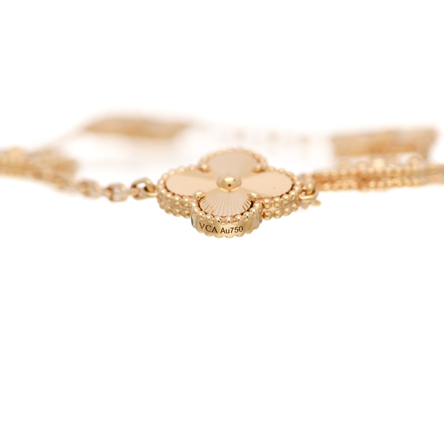 18K Yellow Gold 5 Motifs Guilloche Vintage Alhambra Bracelet