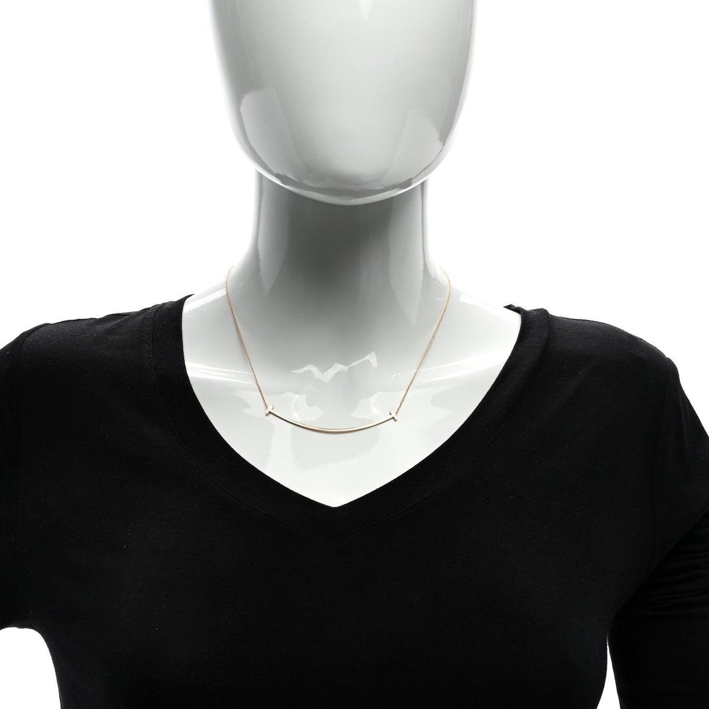 18K Rose Gold Large T Smile Pendant Necklace