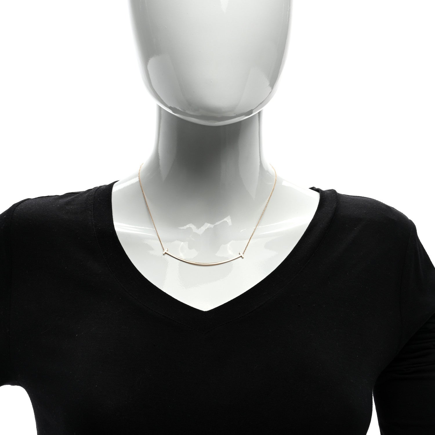 Tiffany 18K Rose Gold Large T Smile Pendant Necklace 5 of 5